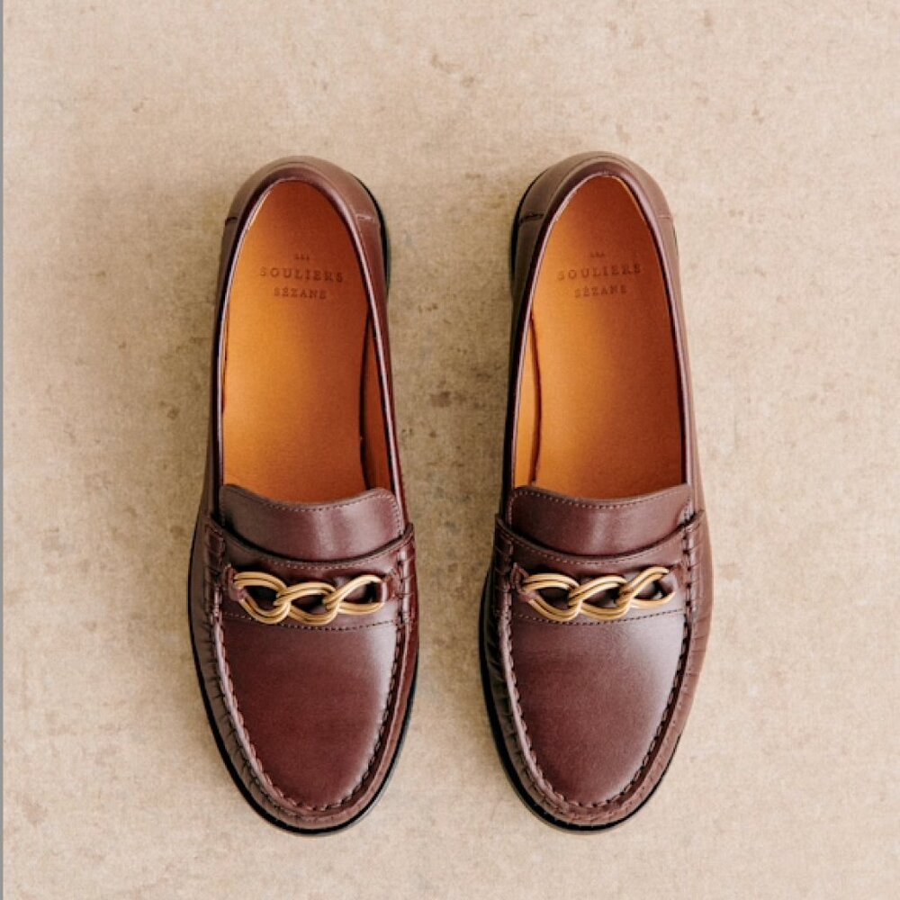 Sezane Vicky Loafers Smooth chocolate NWT Size 7 Fr 38